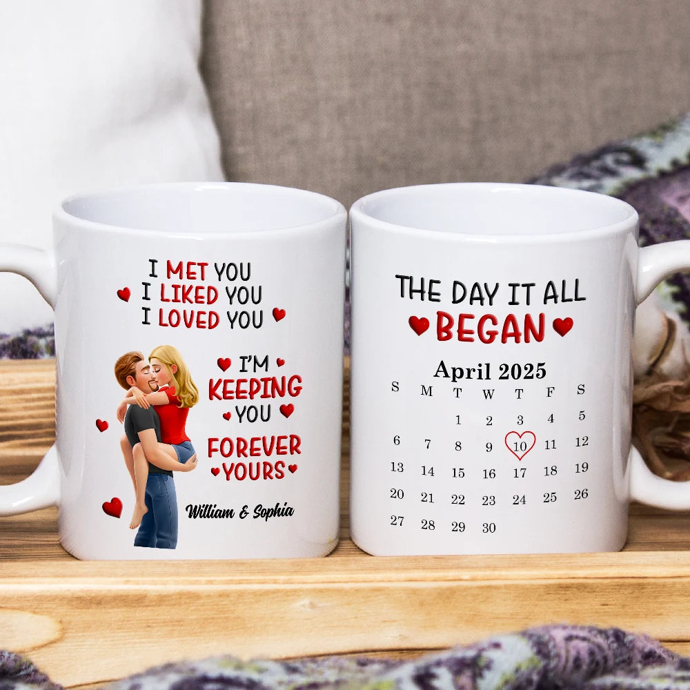 Calendar I Met You Liked You Love You Forever - Personalized Mug