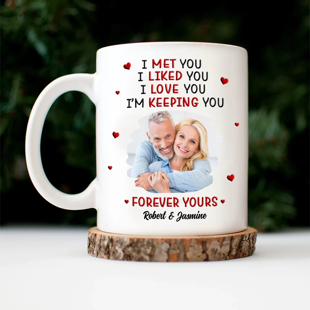 Gift For Couples, Gift For Husband, Gift For Wife, Gift For Boyfriend, Gift For Girlfriend, LGBT, Love - Custom Photo I Met You Liked You Love You Forever - Personalized Mug