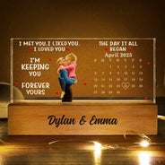 Gift For Couples, Gift For Husband, Gift For Wife, Gift For Boyfriend, Gift For Girlfriend, Love - Calendar I Met You Liked You Love You Forever - Personalized Rectangle LED Light