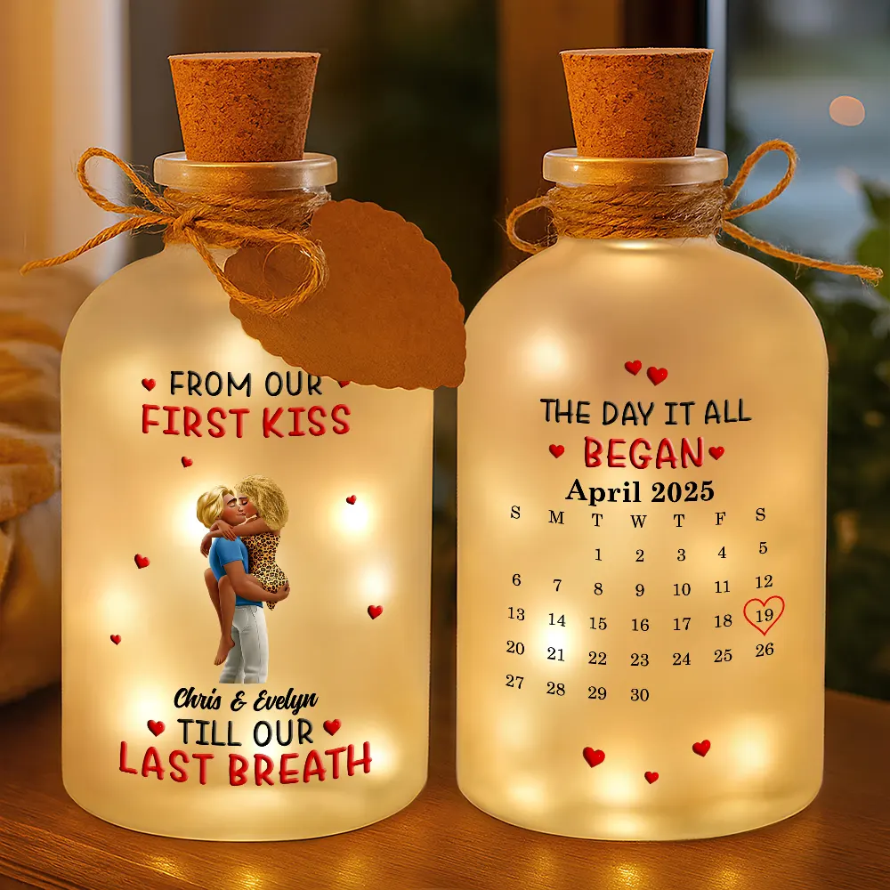 Gift For Couples,Gift For Husband,Gift For Wife,Gift For Boyfriend,Gift For Girlfriend,LGBT,Love - Calendar I Met You Liked You Love You Forever - Personalized Short Bottle Light