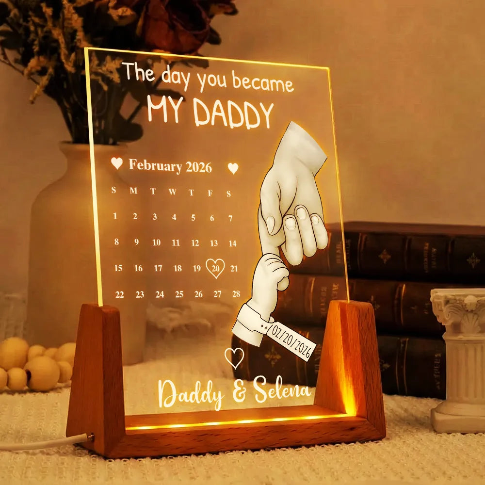 New Dad,New Mom,New baby,Gift For Father,Gift For Mother - Calendar The Day You Became My Dad Mom - Personalized Night Light
