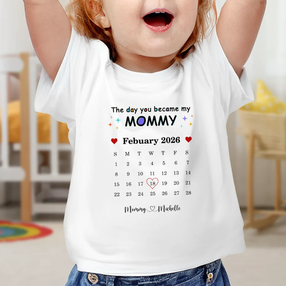 New Dad,New Mom,Gift For Father,Gift For Mother,Happy,Top Market,Top Market,Calendar - Calendar The Day You Became My Daddy Mommy - Personalized Combo T Shirt And Baby Onesie
