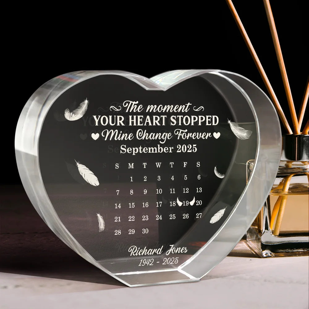 Family - Calendar The Moment Your Heart Stopped Memorial - Personalized Crystal Heart