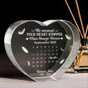 Family - Calendar The Moment Your Heart Stopped Memorial - Personalized Crystal Heart