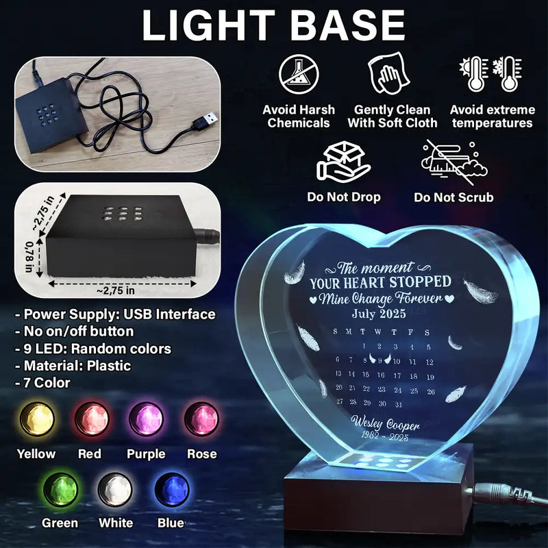 Family - Calendar The Moment Your Heart Stopped Memorial - Personalized Crystal Heart