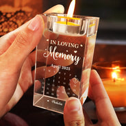 Memorial, Family, Parents, Gift For Grandparents, Sad - Calendar The Moment Your Heart Stopped Mine Changed Forever - Personalized Crystal Candle Holder