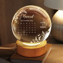 Gift For Couples, Gift For Husband, Gift For Wife, Gift For Boyfriend, Gift For Girlfriend, Love - Calendar Wedding Keepsake - Personalized Crystal Globe Lamp