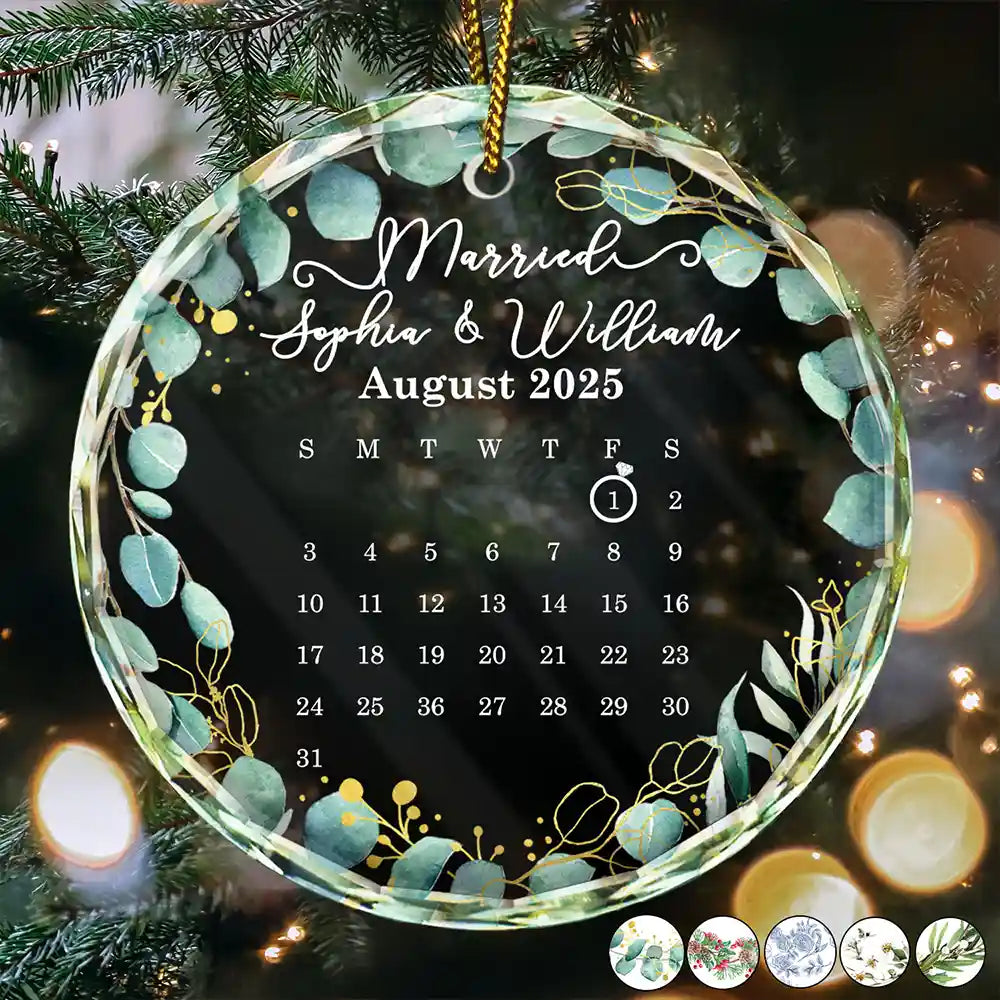 Calendar Where Our Story Began - Personalized Circle Glass Ornament