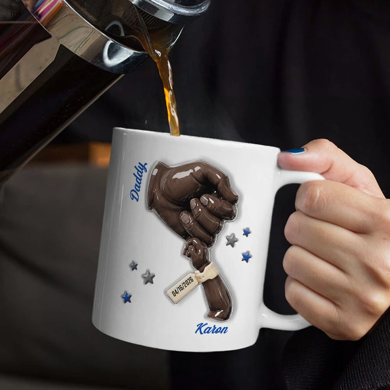 Gift For Husband,Gift For Father,New Dad,New baby,Non-Eng,Calendar,Icon,Sentimental - Calendar Dad And Baby The Day You Became My Dad - Personalized Mug