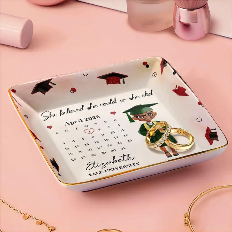 Calendar Graduation A Sweet Ending To A New Beginning - Personalized Ring Dish