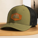 Gift For Husband, Gift For Grandpa, Fishing, Dad's Hobby - Camouflage Grandpa Dad’s Keepers - Personalized Leather Patch Hat