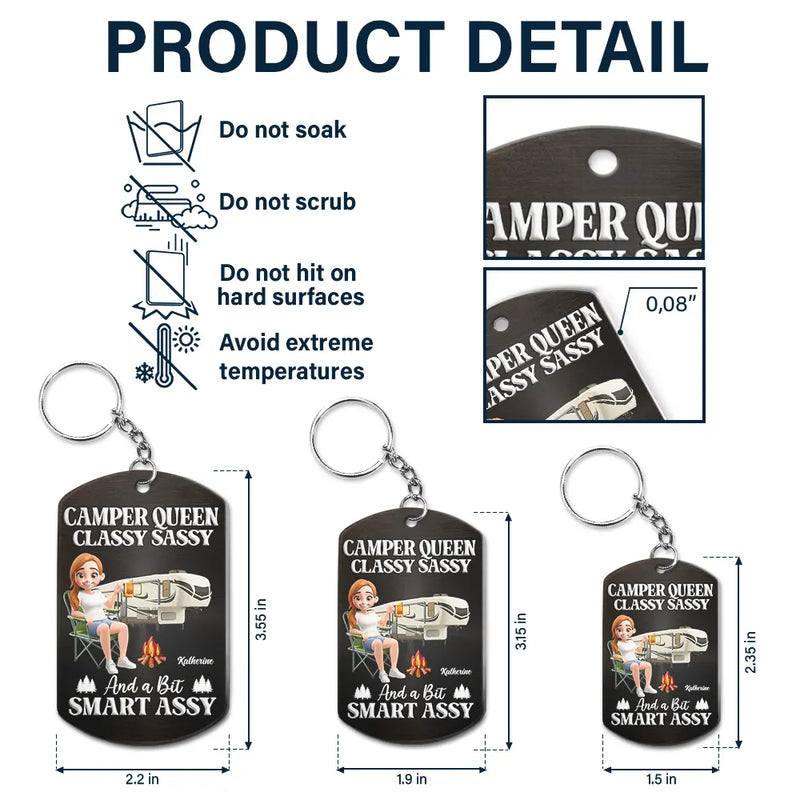 Gift For Yourself, Gift For Women, Happy, Camping - Camper Queen Classy Sassy - Personalized Aluminum Keychain