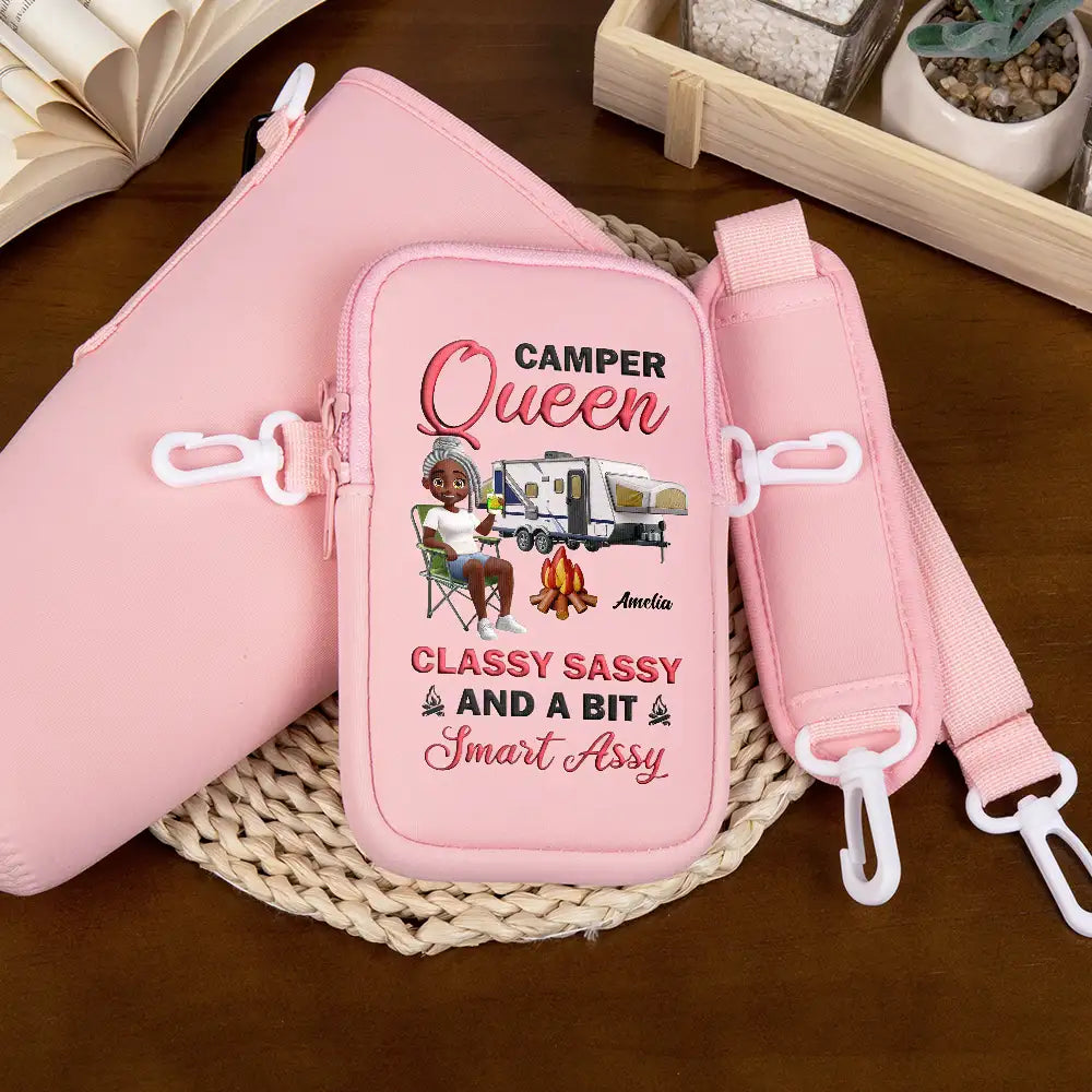 Camping,Happy,Gift For Women,Gift For Yourself - Camper Queen Classy Sassy - Personalized Bottle Carrier Bag