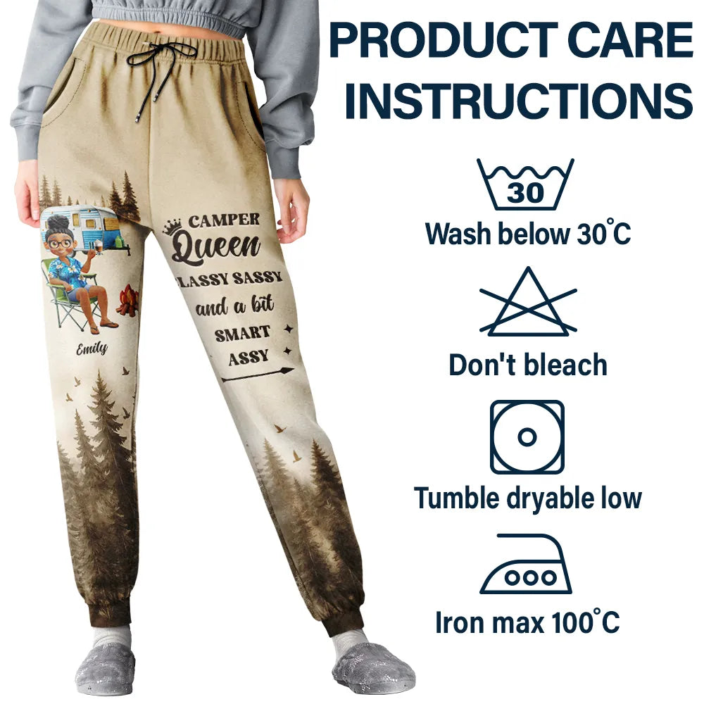 Gift For Yourself,Gift For Women,Happy,Camping - Camper Queen Classy Sassy - Personalized Pajama Pants