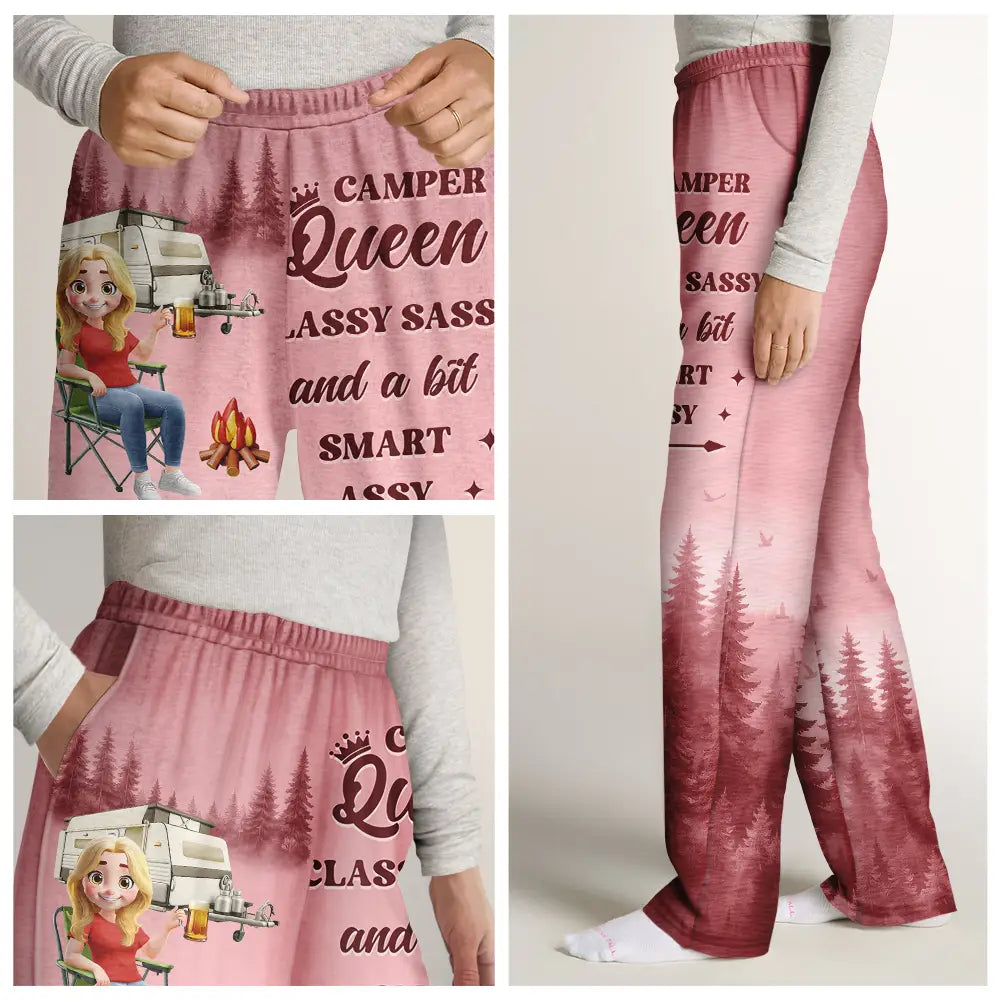 Gift For Yourself,Gift For Women,Happy,Camping - Camper Queen Classy Sassy - Personalized Pajama Pants