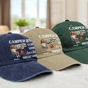 Camping, Happy, Gift For Women, Gift For Yourself - Camper Queen Classy Sassy - Personalized Vintage Washed Denim Cap
