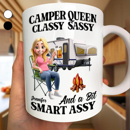 Camper Queen Classy Sassy 3D Effect - Personalized Mug