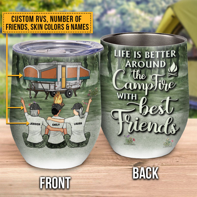 Camping Bestie Life Is Better Custom Wine Tumbler