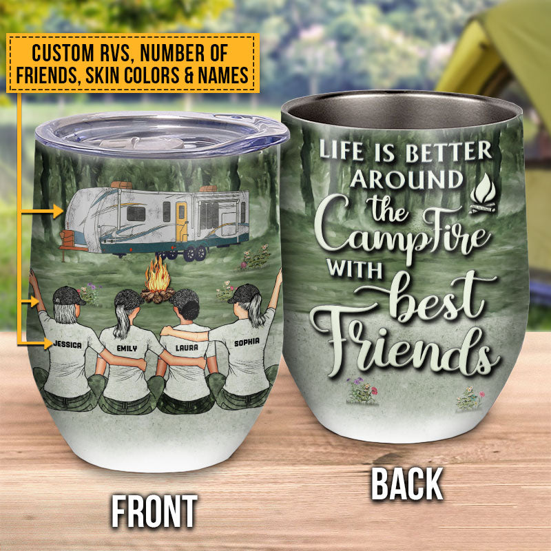 Camping Bestie Life Is Better Custom Wine Tumbler