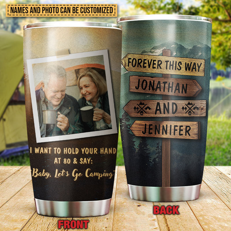 Verre personnalisé avec photo de couple campeur, tenez-vous la main, cadeau pour mariage, anniversaire, anniversaire