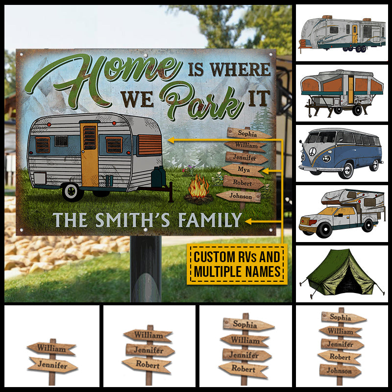 Camping Home Is Where We Park It Custom Classic Metal Signs
