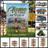 Camping Home Is Where We Park It Custom Flag
