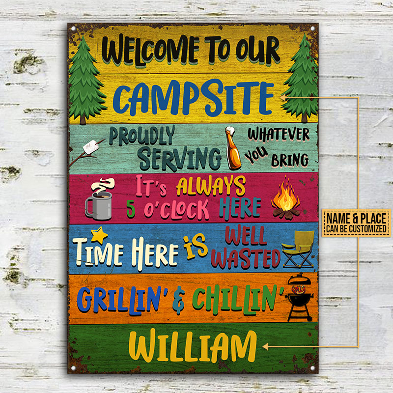 Camping Proudly Serving Custom Classic Metal Signs, Camping Decoration, Camping Gift