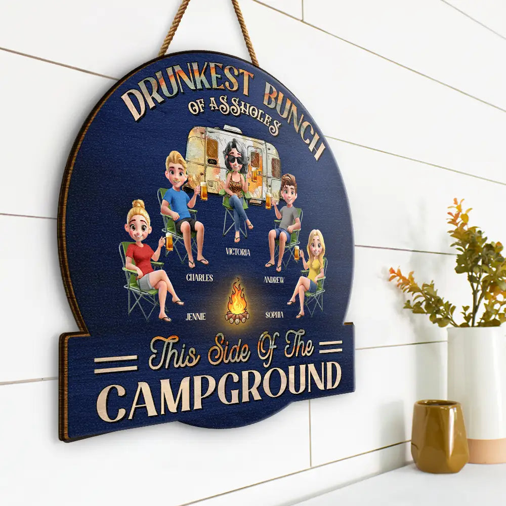Gift For Bestie, Gift For Sisters, Gift For Brothers, Gift For Sibling, Gifts For Colleagues, Camping, Funny - Camping We're Drunks - Personalized Custom Shaped Wood Sign