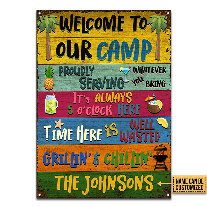 Camping Welcome To Our Camp Custom Classic Metal Signs, Camping Decoration, Camping Gift