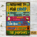 Camping Welcome To Our Camp Custom Classic Metal Signs, Camping Decoration, Camping Gift