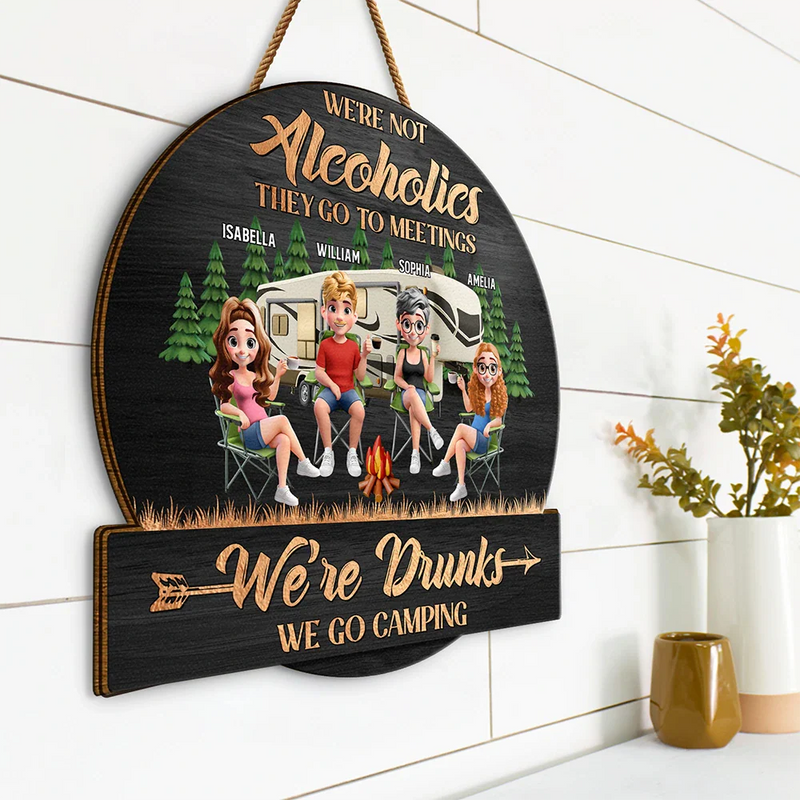 Camping,Campsite,Gift For Bestie,Best friends' Hobby - Camping Besties Welcome To Our Camper - Personalized Custom Shaped Wood Sign