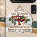Camping Besties Welcome To Our Camper - Personalized Custom Shaped Wood Sign
