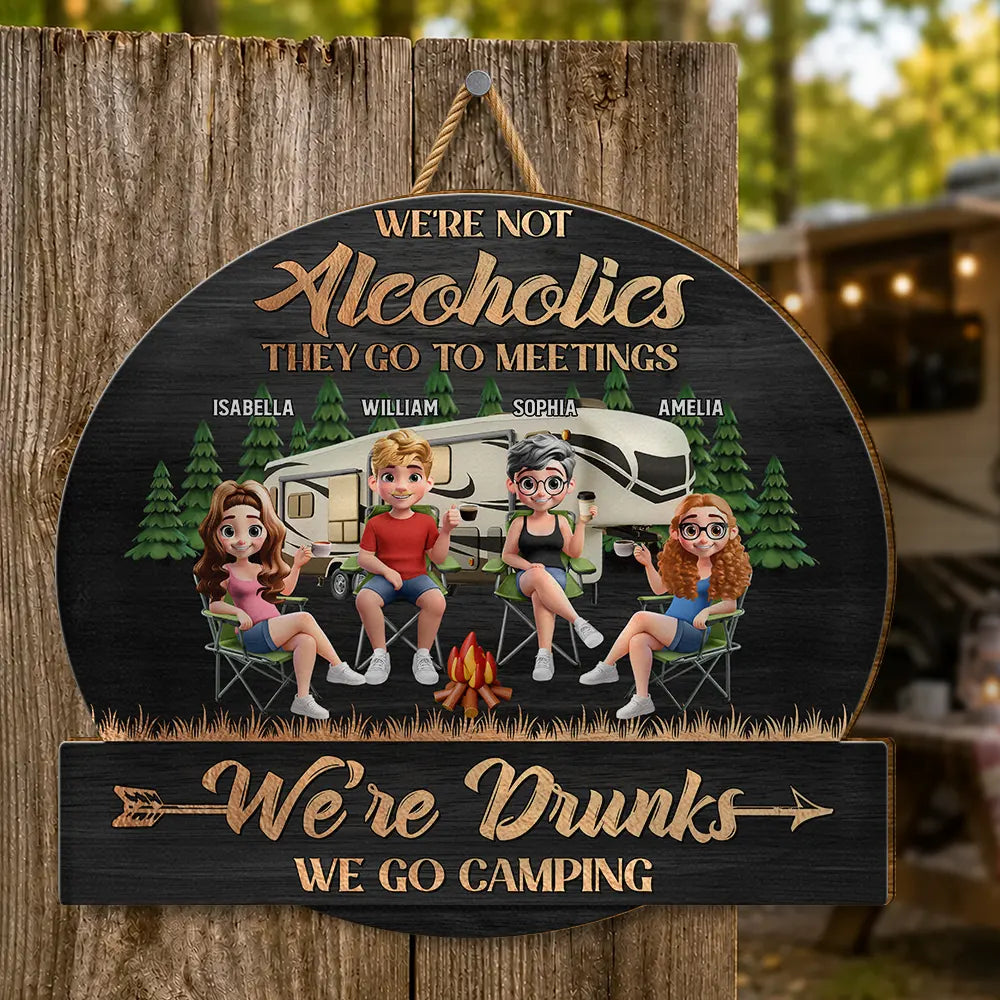 Camping Besties Welcome To Our Camper - Personalized Custom Shaped Wood Sign