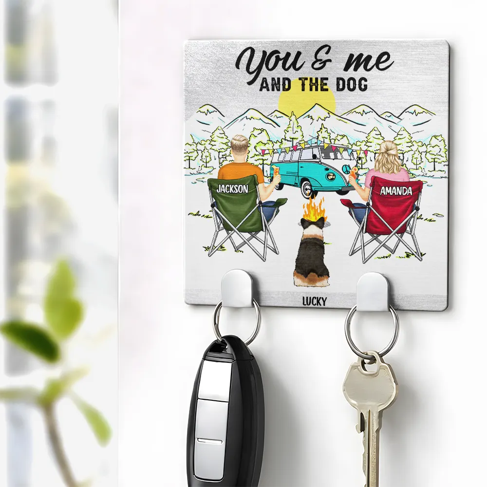 Couple's Hobby,Camping,Pet Couple,Gift For Couples,Happy - Camping Couple You And Me And The Dogs Back - Personalized Mini Key Hook