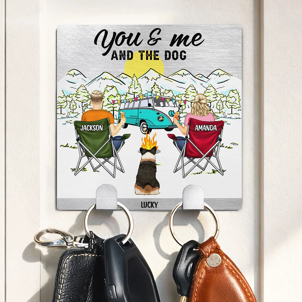 Camping Couple You And Me And The Dogs Back - Personalized Mini Key Hook