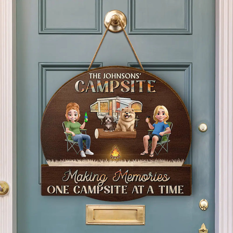 Family,Camping,Campsite,Happy - Camping Family Making Memories 3D Effect - Personalized Custom Shaped Wood Sign