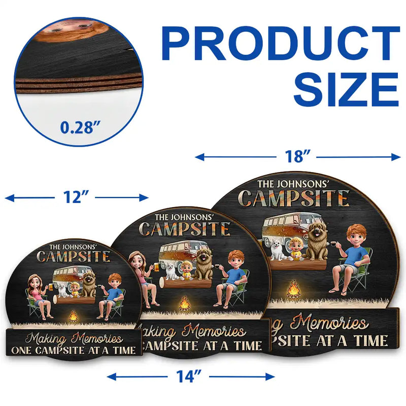 Family,Camping,Campsite,Happy - Camping Family Making Memories 3D Effect - Personalized Custom Shaped Wood Sign