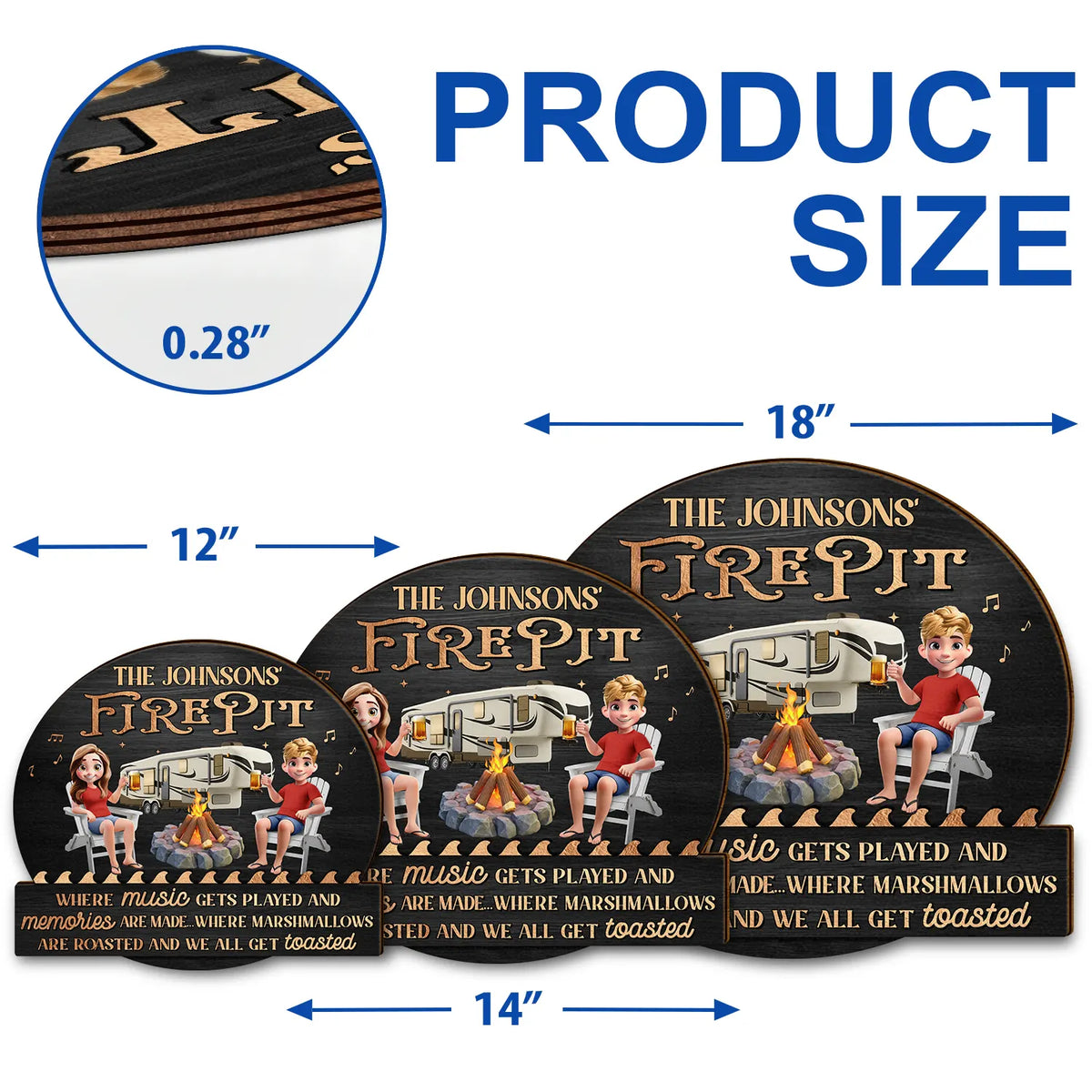 Gift For Couples, Gift For Husband, Gift For Wife, Camping, Campsite, Happy - Camping Firepit Couple Where Music Gets Played - Personalized Custom Shaped Wood Sign