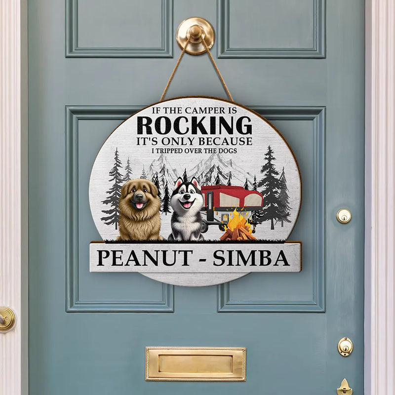 Gift For Couples,Dog Lovers,Dog Couple,Funny - Camping I Tripped Over The Dog - Personalized Custom Shaped Wood Sign