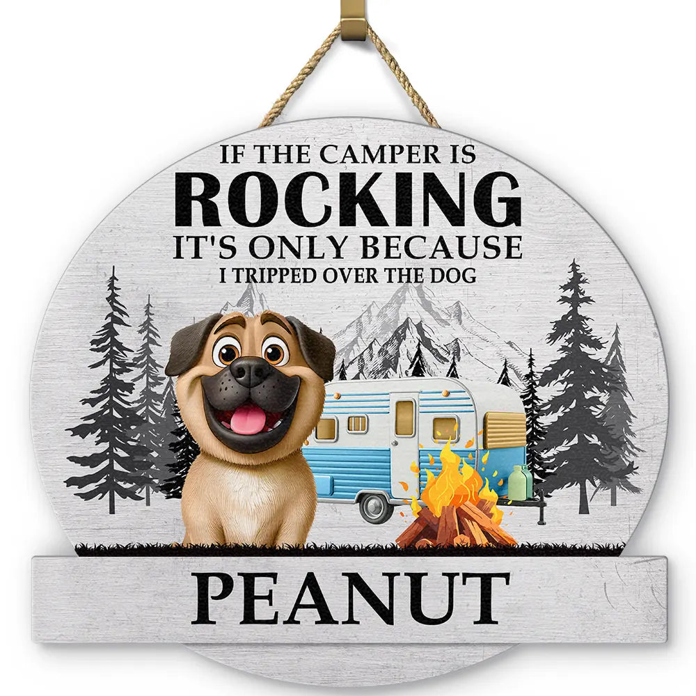 Gift For Couples,Dog Lovers,Dog Couple,Funny - Camping I Tripped Over The Dog - Personalized Custom Shaped Wood Sign