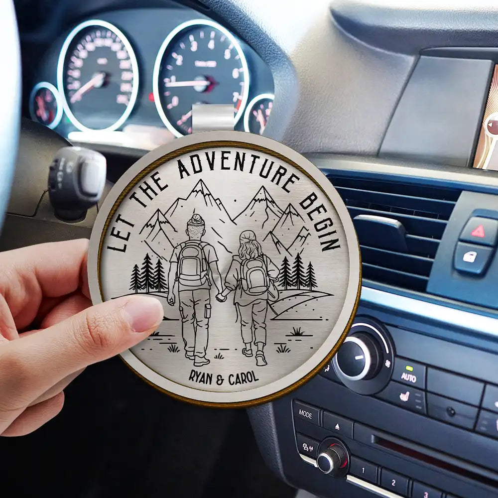 Gift For Couples,Old Couples,Gift For Husband,Gift For Wife,Gift For Boyfriend,Gift For Girlfriend,Happy - Camping Partners For Life - Personalized Custom Shaped Car Visor Clip