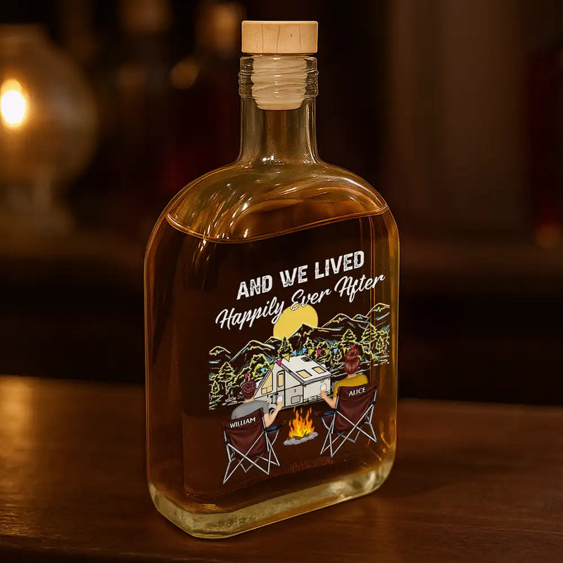 Camping, Campsite, Gift For Couples, Happy, Gift For Husband, Gift For Girlfriend, Gift For Boyfriend, Gift For Wife - Camping Partners For Life - Personalized Whiskey Bottle
