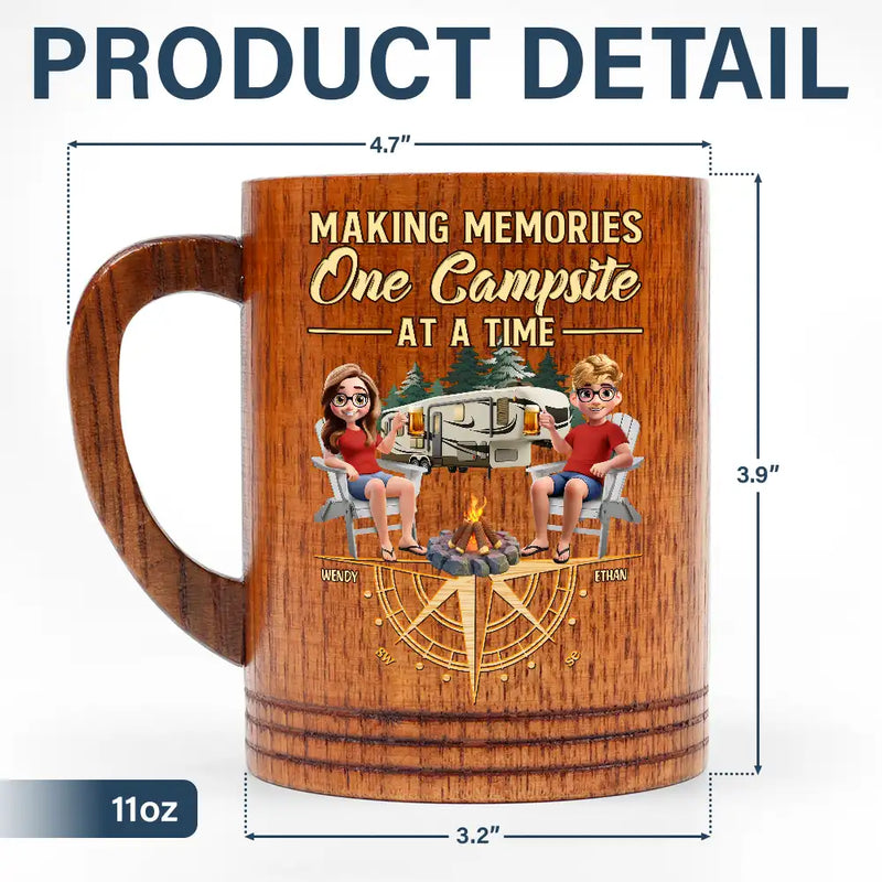 Camping,Campsite,Gift For Couples,Happy - Camping Partners For Life - Personalized Wooden Mug
