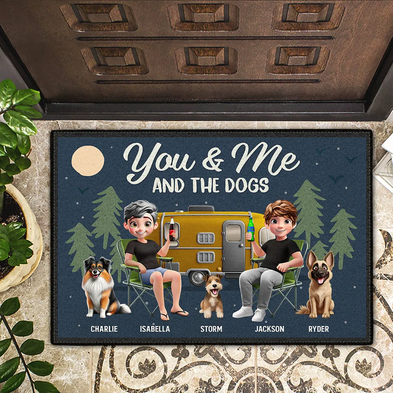 Gift For Couples,Gift For Husband,Gift For Wife,Gift For Boyfriend,Gift For Girlfriend,Camping,Campsite,Happy - Camping You & Me And The Dogs 3D Effect - Personalized Doormat
