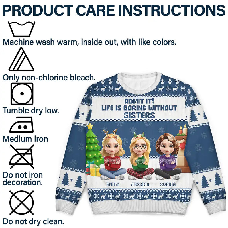 Christmas,Gift For Bestie,Gift For Sisters - Can't Imagine Life Without Besties Sisters - Personalized Unisex Ugly Sweater