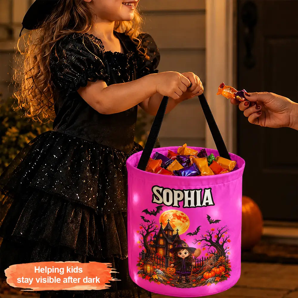 Top Market,Adorable,Halloween,Gift For Kids,Icon - Candy Bag For Kids Halloween Character Custom Name - Personalized Glowing Halloween Basket