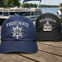 Pontoon, Confident, Gift For Men, Gift For Yourself, Outdoor Decor, Icon - Captain First Mate Sailing Boat - Personalized Vintage Washed Denim Cap