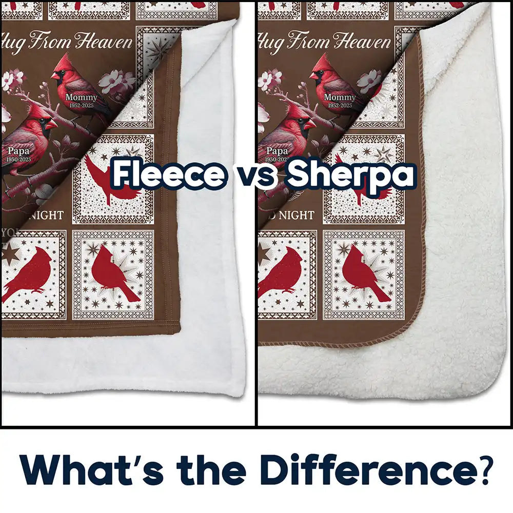 Gift For Yourself,Gift For Women,Gift For Men,Memorial,Sad - Cardinal Bird A Hug From Heaven - Personalized Fleece Blanket, Sherpa Blanket