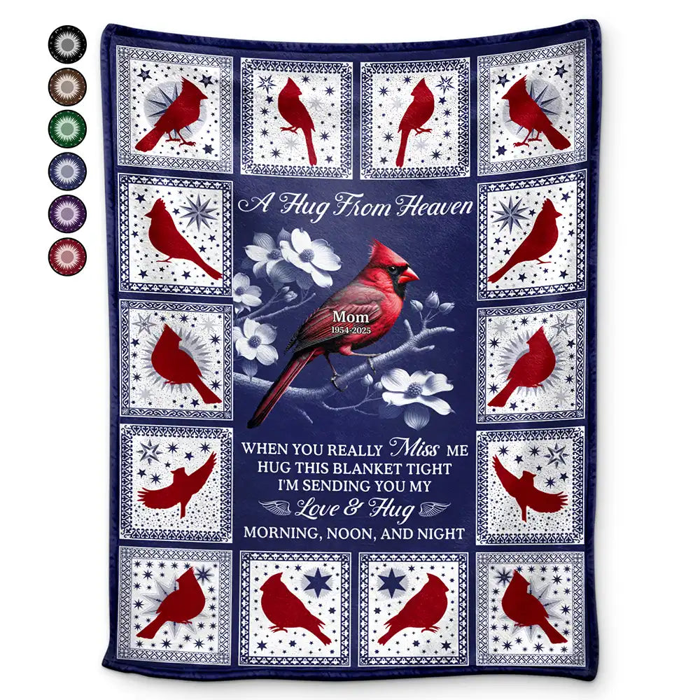 Gift For Yourself,Gift For Women,Gift For Men,Memorial,Sad - Cardinal Bird A Hug From Heaven - Personalized Fleece Blanket, Sherpa Blanket