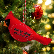 Family, Memorial, Christmas, Sad - Cardinal Bird Memorial Family Mom Dad - Personalized Wool Felt Ornament